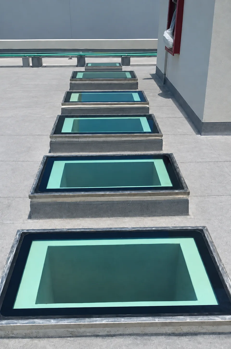 AH2 glass skylights for hurricane applications installed on a rooftop.