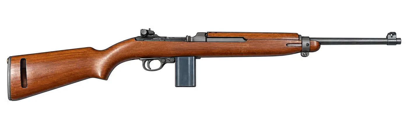 Illustration of a .30 caliber M1 carbine pointing to the right