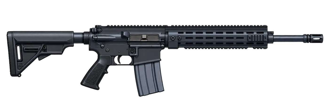 Illustration of a 7.62 × 51 mm HK417 rifle pointing to the right